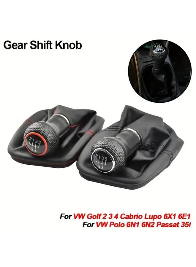 Red 5 Speed Manual Transmission Gear Shift Knob Gaiter For Volkswagen Golf Passat Lupo - Image 1